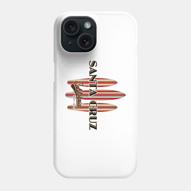 Santa Cruz California with three Surfboards Logo Sticker Duke Dark Phone Case by PauHanaDesign