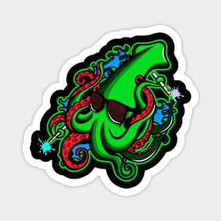 Urban Ocean Squid (Green) Magnet