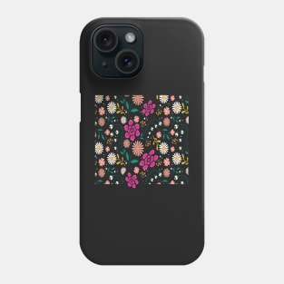 Flowy Scandi folk floral design, Flowy Floral Phone Case