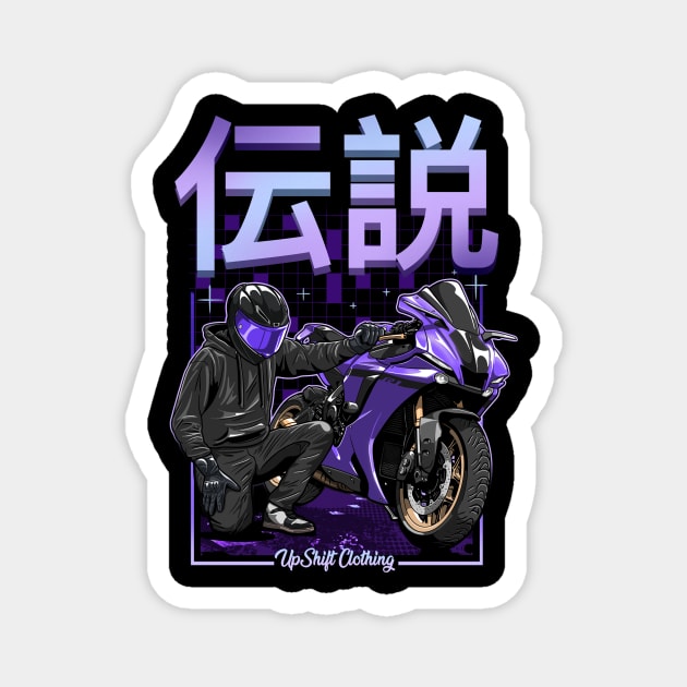 Yamaha R1 Legend Hoodie Magnet by UpShift Clothing