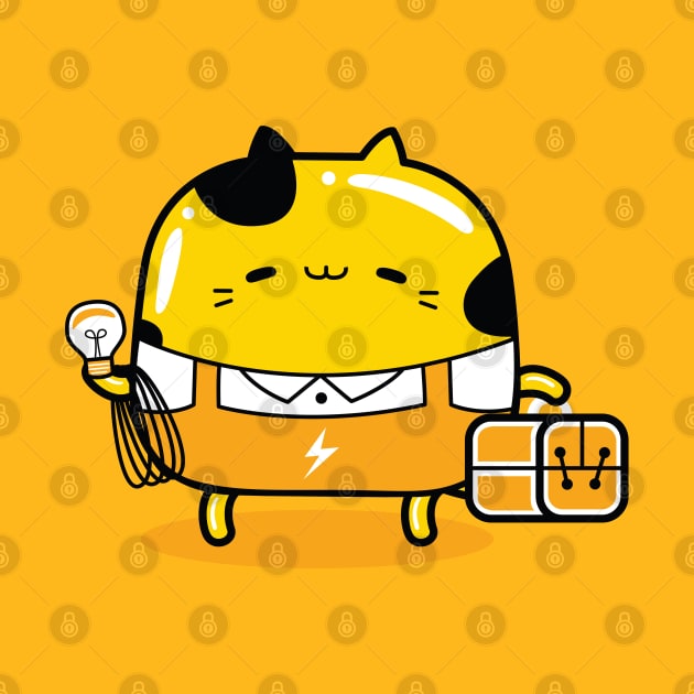 yellow cat electrician profession by MEDZ