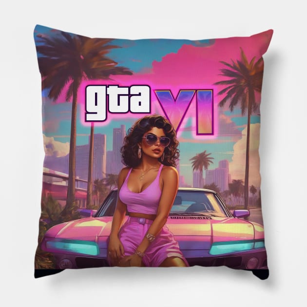 GTA 6 Pillow by Buff Geeks Art