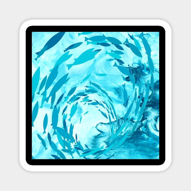 OCEAN WAVE AND SWIMMING FISH Magnet by GOTOCREATE