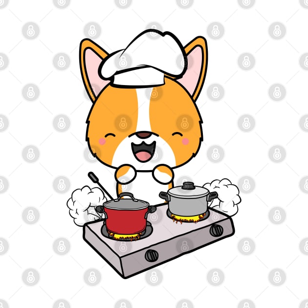 Funny corgi is cooking by Pet Station