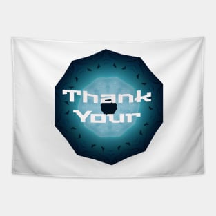 Thank You Note in Blue Watercolor Circle Tapestry