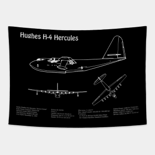 Hughes H-4 Hercules Spruce Goose Blueprint Plans - PDpng Tapestry