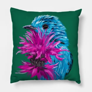 Spangled Cotinga + Bee Balm Pillow