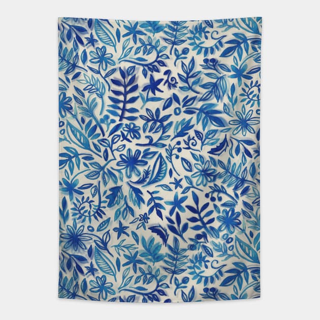 Floating Garden - a watercolor pattern in blue Tapestry by micklyn