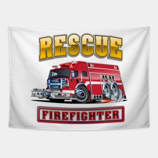 Cartoon Fire Truck Tapestry