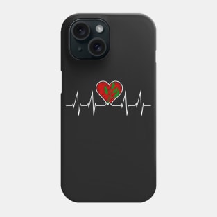 Vegan Heartbeat - Vegetarian Green Leaf Tshirt Phone Case