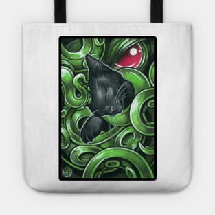 Cthulhu And Black Cat Friend - Black Outlined Version Tote