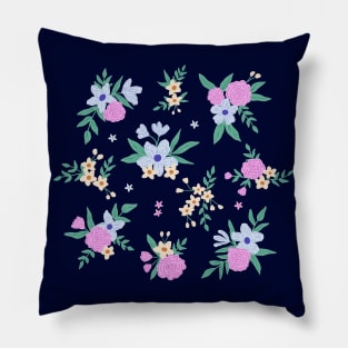 Floral bouquet - Dark blue Pillow