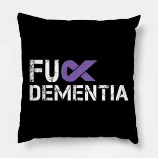 Fuck Dementia Awareness Gift Purple Ribbon Support Warrior Pillow