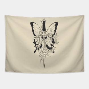 Butterfly Dagger (Line Art) Tapestry