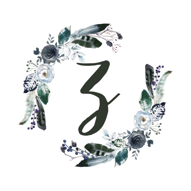 Floral Monogram Z Lovely Autumn Foliage by floralmonogram