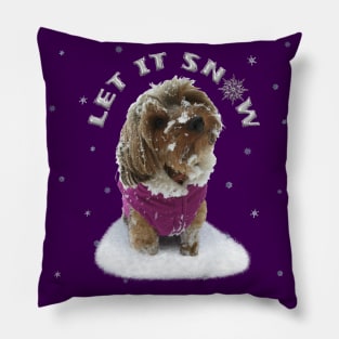 Let it Snow Yorkshire Terrier Dog, Yorkie, in a Coat with Snowflakes Pillow