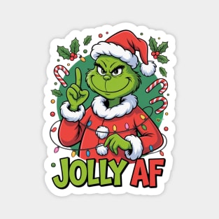 Jolly AF Grinch Christmas Funny Holiday Magnet