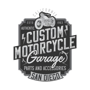 Custom Motorcycle garage SanDiego badge logo vintage T-Shirt