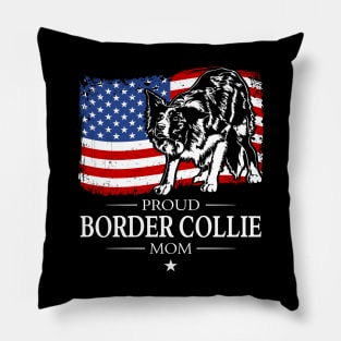 Proud Border Collie Mom American Flag patriotic dog Pillow