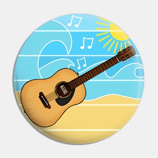 Acoustic Guitar Summer Music Festival Guitarist Musician Vacation Pin