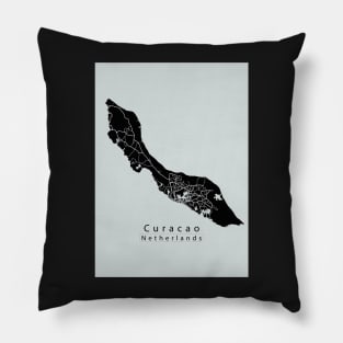 Curacao Netherlands Island Map dark Pillow