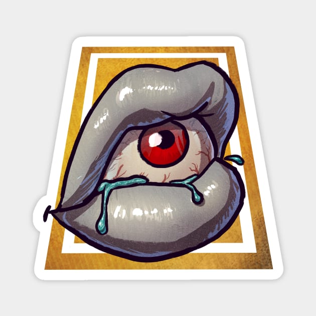 White Lip Service Magnet by OssuanArt