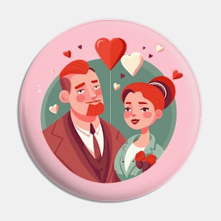 Oil portrait of red haired couple. Valentines day Pin