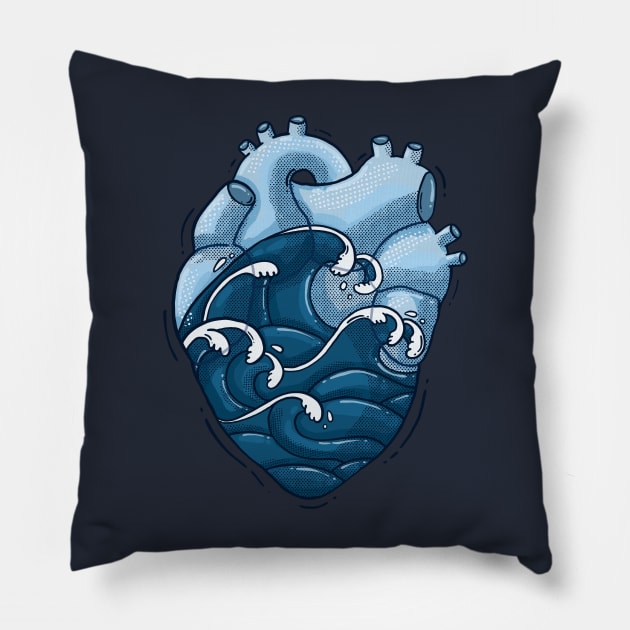 Heart Waves Pillow by Tania Tania