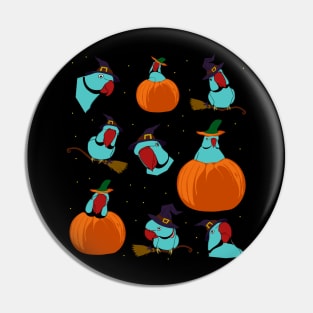 blue indian ringneck halloween pattern Pin