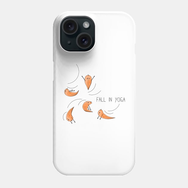 Cartoon drawing of a falling leaves practicing yoga Phone Case by SooperYela