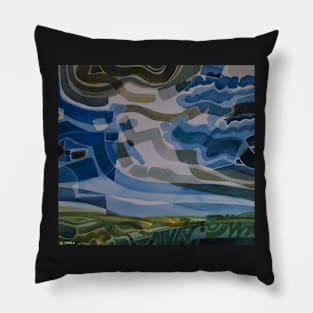 Abstract Blue Skies Landscape Pillow