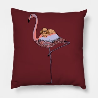 Flamingo and Poodle Pillow