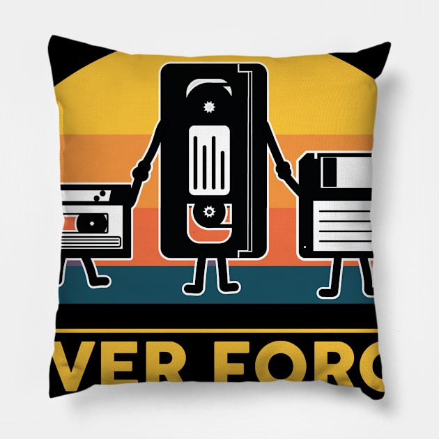 Vhs cassette Floppy disk nerd geek Retro gift Pillow by MrTeee