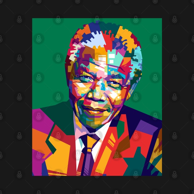 Nelson Mandela Pop art Portrait Illustration by RJWLTG