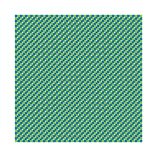 Optical Illusion / Blue Green Checkers Wave T-Shirt