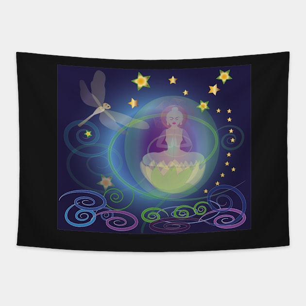 Lotus spiral Tapestry by shimaart