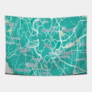 Rome light blue map Tapestry