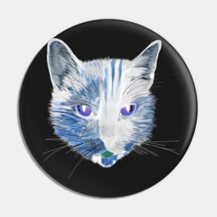 Tortoiseshell Cat Digital Art (Invert) Pin