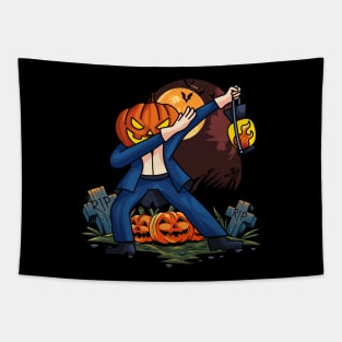 Scary Halloween Dabbing Pumpkin Tapestry