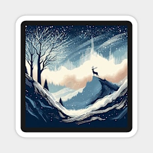 Proud Deer in Winter Wonderland Magnet