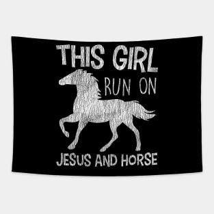 Vintage This Girl Run On Jesus And Horse Christian Tapestry