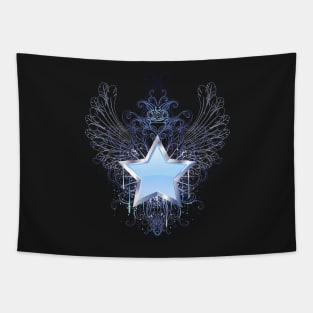 Blue Star on a Dark Background Tapestry