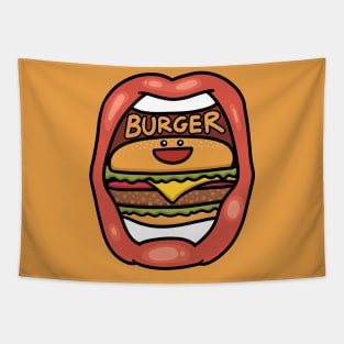 Fast Food Lover, Burger in your mouth Tapestry