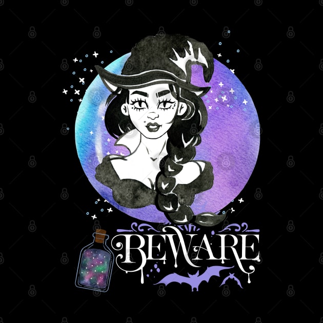 Magic Witch Tarot cards Beware potion witchy hat Witchcraft astrology Halloween by BoogieCreates