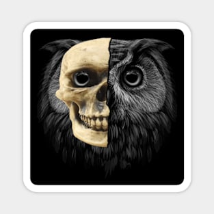 owl wearing skull mask Magnet