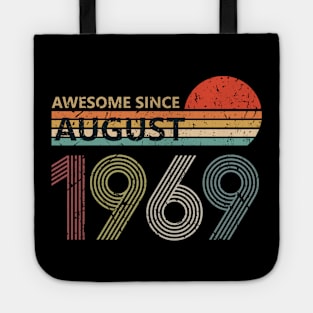 Vintage Awesome Since August 1969 Shirt 51st Birthday Gift Tote