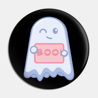 Cute ghost with BOO! sign Pin