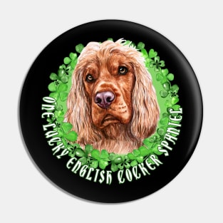 One Lucky English Cocker Spaniel Funny St. Patrick Dog Pin