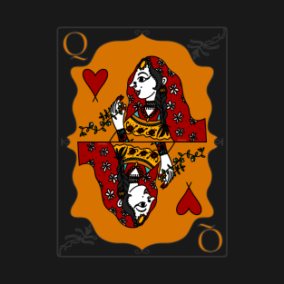 Indian Queen Of Hearts Desi Girl Black Background T-Shirt