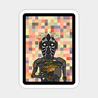 Futuristic Digital Collectible - Character with RobotMask, AfricanEye Color, and GlassSkin on TeePublic Magnet